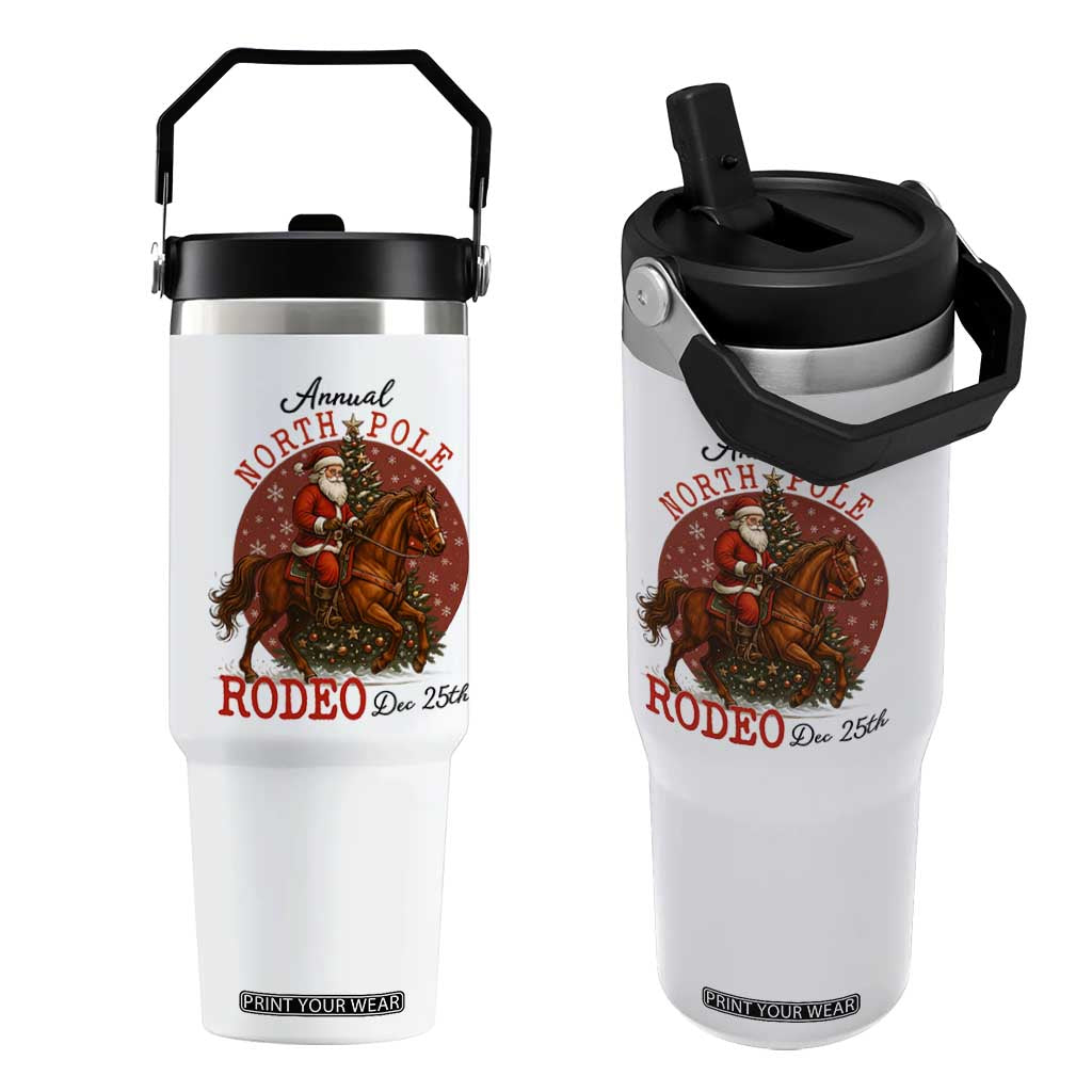 Cowboy Santa Christmas Flip Straw Tumbler Annual North Pole Rodeo Dec 25th TS14 One Size: 30 oz White Print Your Wear