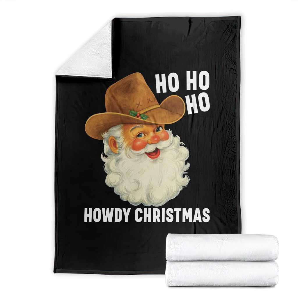 Cowboy Santa Christmas Throw Blanket Ho Ho Ho Howdy Christmas TS14 Black Print Your Wear