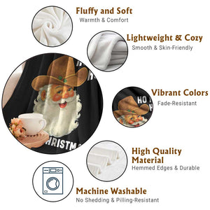 Cowboy Santa Christmas Throw Blanket Ho Ho Ho Howdy Christmas TS14 Print Your Wear