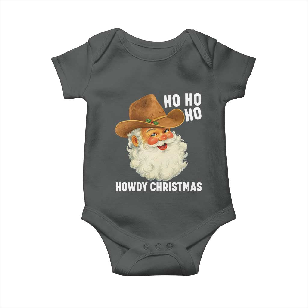 Cowboy Santa Christmas Baby Onesie Ho Ho Ho Howdy Christmas TS14 Dark Heather Print Your Wear