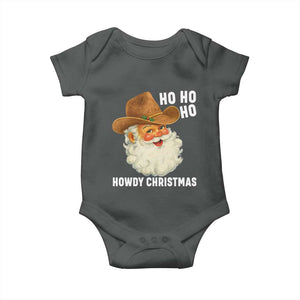 Cowboy Santa Christmas Baby Onesie Ho Ho Ho Howdy Christmas TS14 Dark Heather Print Your Wear