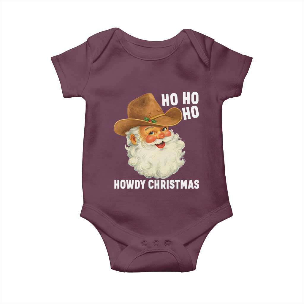 Cowboy Santa Christmas Baby Onesie Ho Ho Ho Howdy Christmas TS14 Maroon Print Your Wear