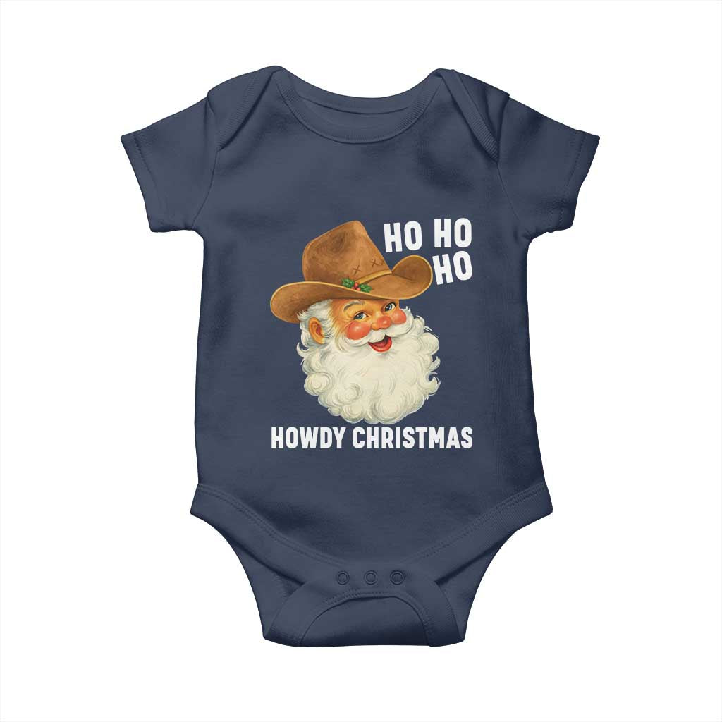 Cowboy Santa Christmas Baby Onesie Ho Ho Ho Howdy Christmas TS14 Navy Print Your Wear