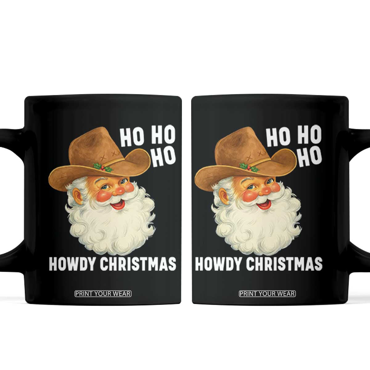 Cowboy Santa Christmas Coffee Mug Ho Ho Ho Howdy Christmas TS14 Black Print Your Wear