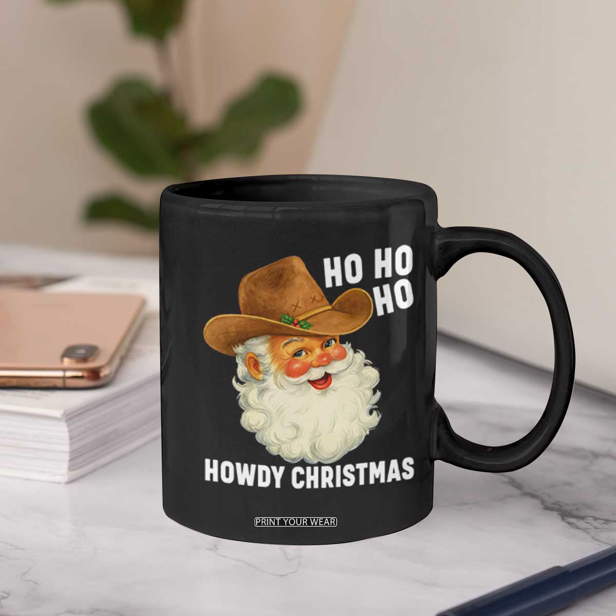 Cowboy Santa Christmas Coffee Mug Ho Ho Ho Howdy Christmas TS14 Print Your Wear