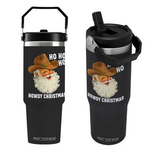 Cowboy Santa Christmas Flip Straw Tumbler Ho Ho Ho Howdy Christmas TS14 One Size: 30 oz Black Print Your Wear