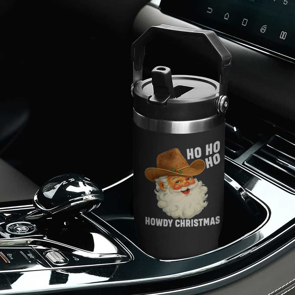 Cowboy Santa Christmas Flip Straw Tumbler Ho Ho Ho Howdy Christmas TS14 Print Your Wear