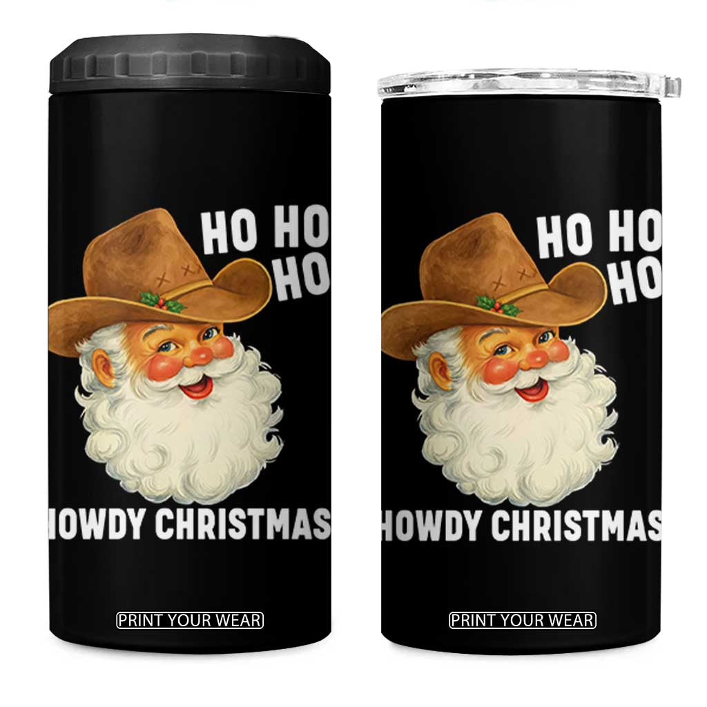 Cowboy Santa Christmas 4 in 1 Can Cooler Tumbler Ho Ho Ho Howdy Christmas TS14 One Size: 16 oz Black Print Your Wear