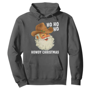 Cowboy Santa Christmas Hoodie Ho Ho Ho Howdy Christmas TS14 Dark Heather Print Your Wear