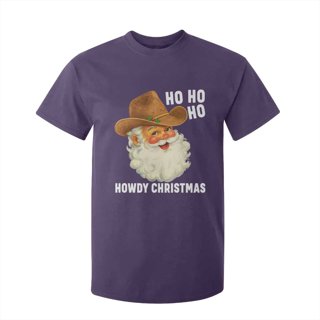 Cowboy Santa Christmas T Shirt For Kid Ho Ho Ho Howdy Christmas TS14 Purple Print Your Wear