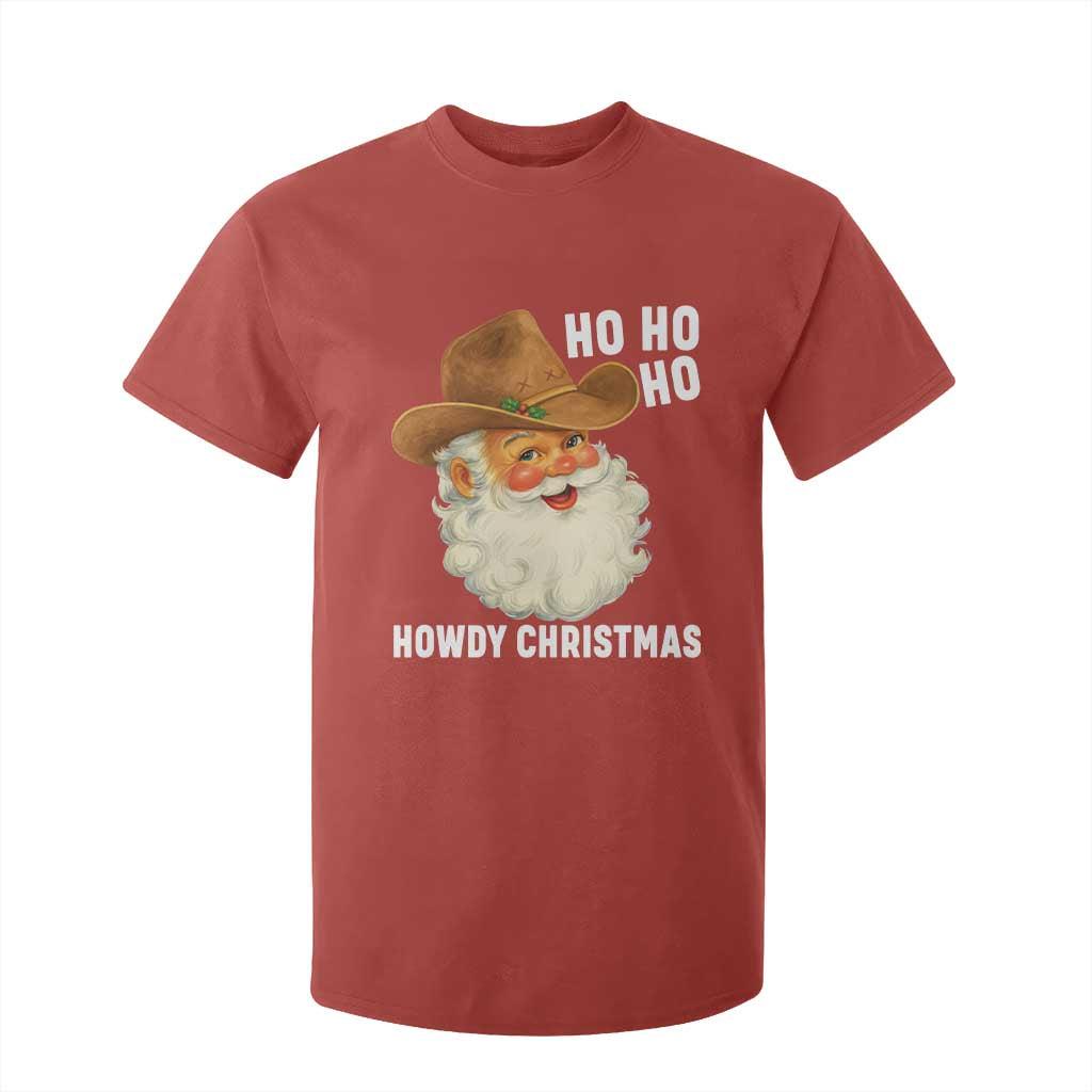 Cowboy Santa Christmas T Shirt For Kid Ho Ho Ho Howdy Christmas TS14 Red Print Your Wear
