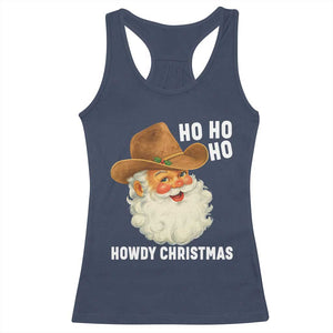 Cowboy Santa Christmas Racerback Tank Top Ho Ho Ho Howdy Christmas TS14 Navy Print Your Wear