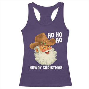 Cowboy Santa Christmas Racerback Tank Top Ho Ho Ho Howdy Christmas TS14 Purple Print Your Wear