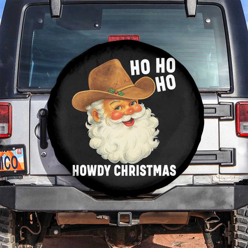 Cowboy Santa Christmas Spare Tire Cover Ho Ho Ho Howdy Christmas TS14 No hole Black Print Your Wear