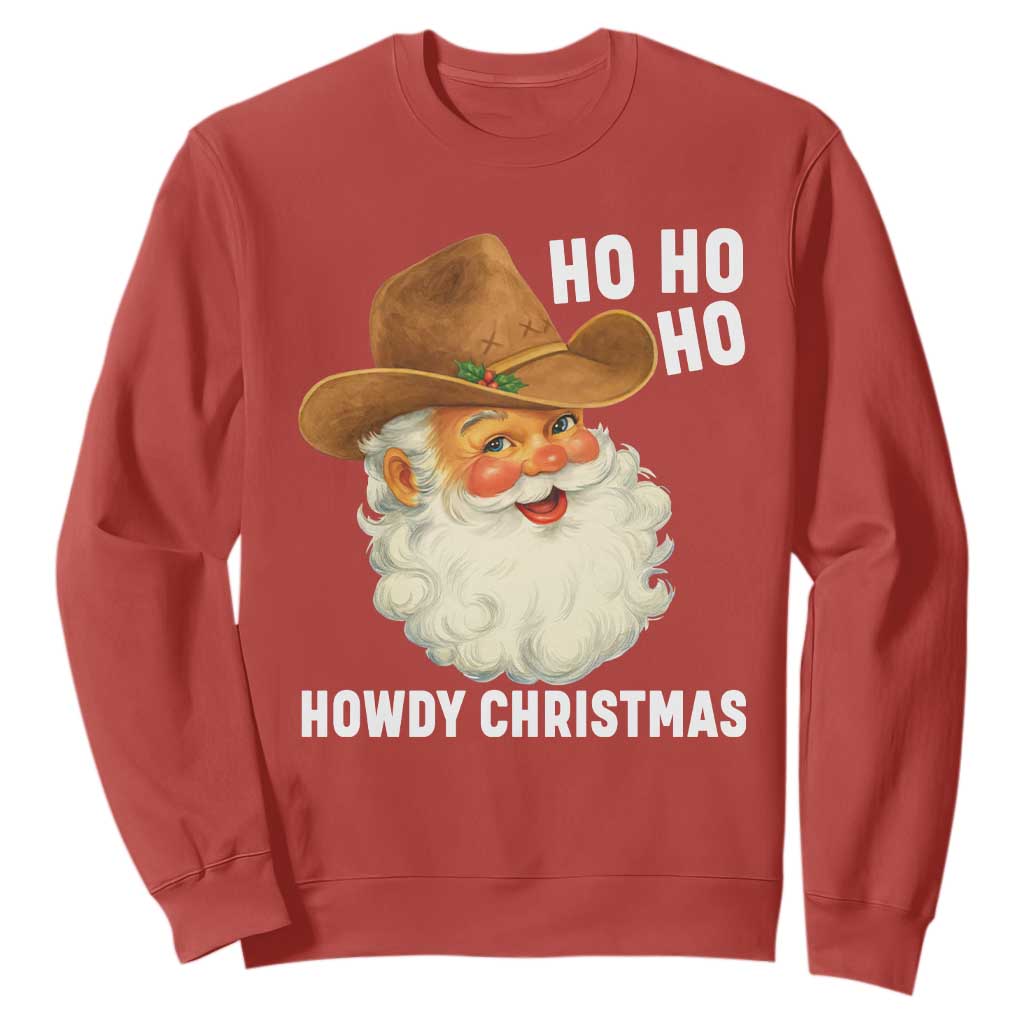 Cowboy Santa Christmas Sweatshirt Ho Ho Ho Howdy Christmas TS14 Red Print Your Wear
