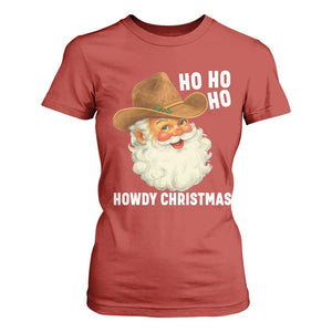 Cowboy Santa Christmas T Shirt For Women Ho Ho Ho Howdy Christmas TS14 Red Print Your Wear