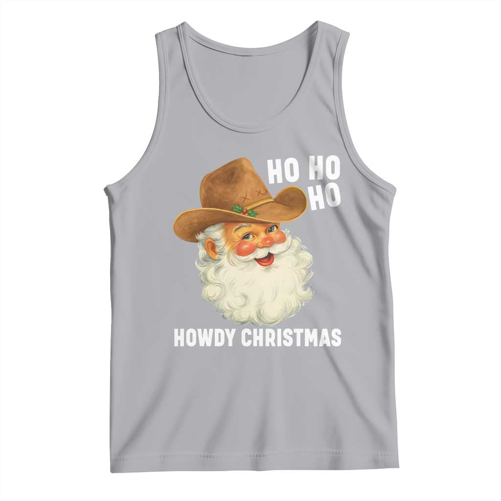 Cowboy Santa Christmas Tank Top Ho Ho Ho Howdy Christmas TS14 Athletic Heather Print Your Wear
