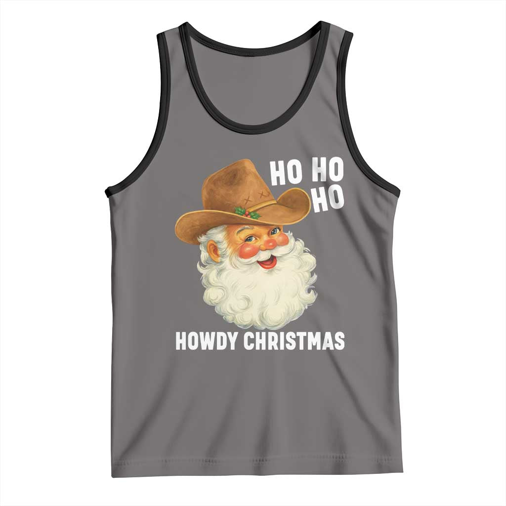 Cowboy Santa Christmas Tank Top Ho Ho Ho Howdy Christmas TS14 Deep Heather Black Print Your Wear