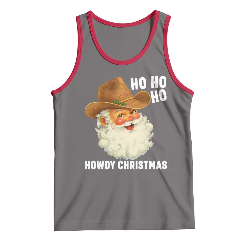Cowboy Santa Christmas Tank Top Ho Ho Ho Howdy Christmas TS14 Deep Heather Red Print Your Wear