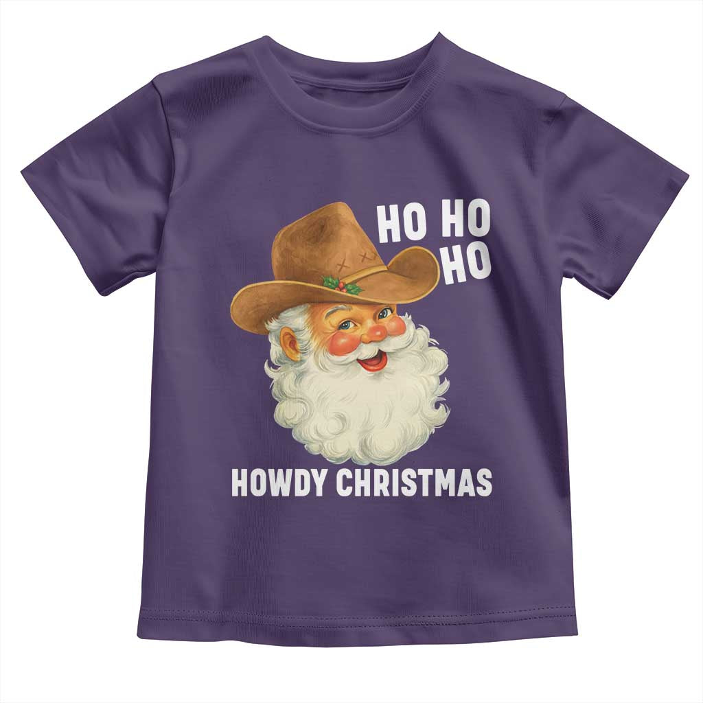 Cowboy Santa Christmas Toddler T Shirt Ho Ho Ho Howdy Christmas TS14 Purple Print Your Wear