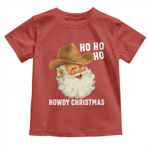 Cowboy Santa Christmas Toddler T Shirt Ho Ho Ho Howdy Christmas TS14 Red Print Your Wear