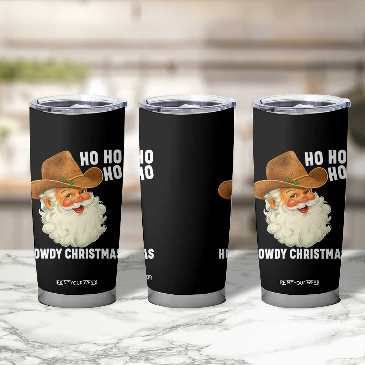 Cowboy Santa Christmas Tumbler Cup Ho Ho Ho Howdy Christmas TS14 Print Your Wear