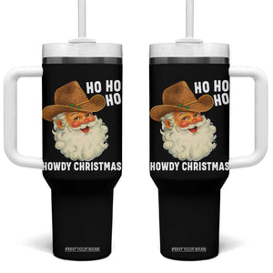 Cowboy Santa Christmas Tumbler With Handle Ho Ho Ho Howdy Christmas TS14 One Size: 40 oz Black Print Your Wear