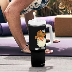 Cowboy Santa Christmas Tumbler With Handle Ho Ho Ho Howdy Christmas TS14 Print Your Wear