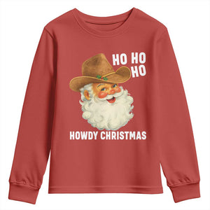 Cowboy Santa Christmas Youth Sweatshirt Ho Ho Ho Howdy Christmas TS14 Red Print Your Wear