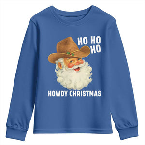 Cowboy Santa Christmas Youth Sweatshirt Ho Ho Ho Howdy Christmas TS14 Royal Blue Print Your Wear