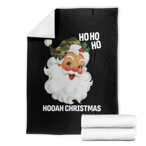 Camo Santa Christmas Throw Blanket Ho Ho Ho Hooah Christmas TS14 Black Print Your Wear