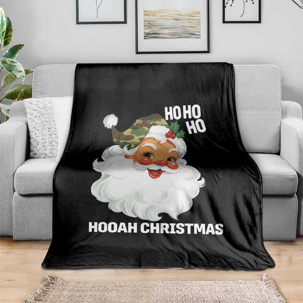 Camo Santa Christmas Throw Blanket Ho Ho Ho Hooah Christmas TS14 Print Your Wear