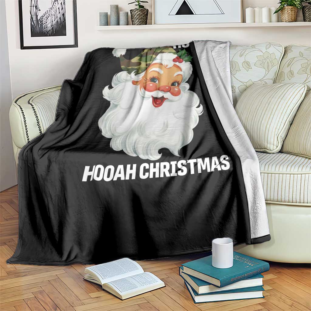 Camo Santa Christmas Throw Blanket Ho Ho Ho Hooah Christmas TS14 Print Your Wear