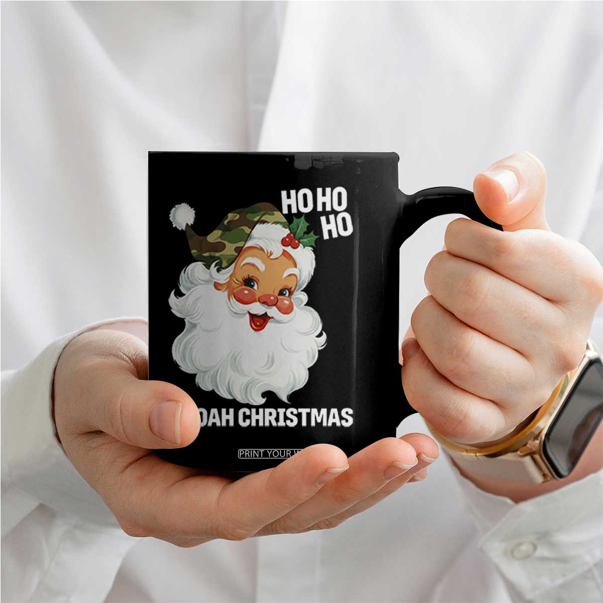 Camo Santa Christmas Coffee Mug Ho Ho Ho Hooah Christmas TS14 Print Your Wear