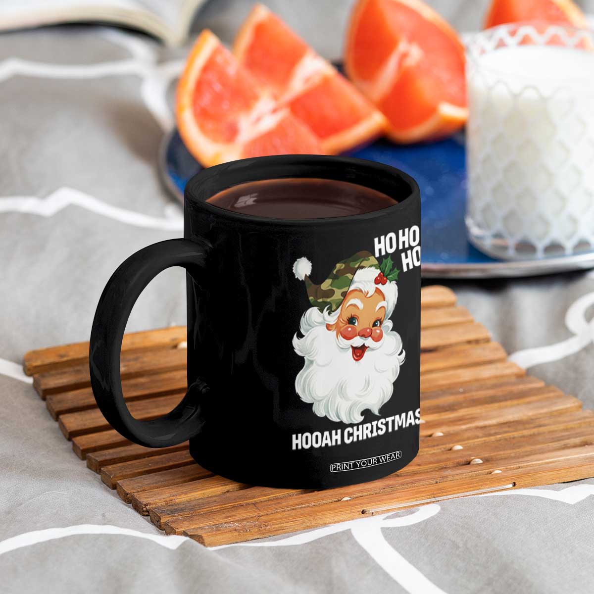 Camo Santa Christmas Coffee Mug Ho Ho Ho Hooah Christmas TS14 Print Your Wear