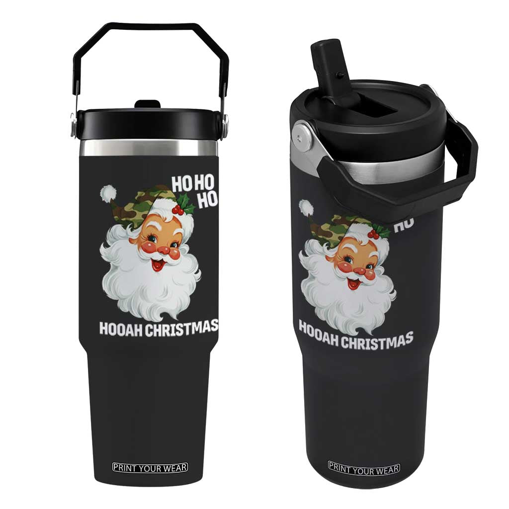 Camo Santa Christmas Flip Straw Tumbler Ho Ho Ho Hooah Christmas TS14 One Size: 30 oz Black Print Your Wear