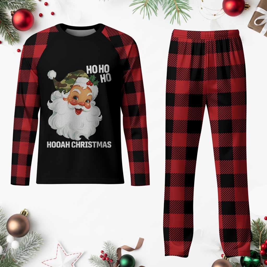 Camo Santa Christmas Plaid Pajama Set Ho Ho Ho Hooah Christmas TS14 Buffalo Plaid Print Your Wear