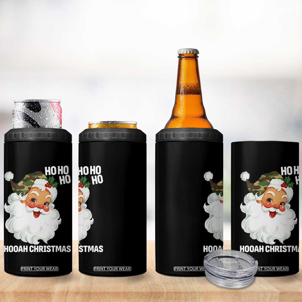 Camo Santa Christmas 4 in 1 Can Cooler Tumbler Ho Ho Ho Hooah Christmas TS14 Print Your Wear
