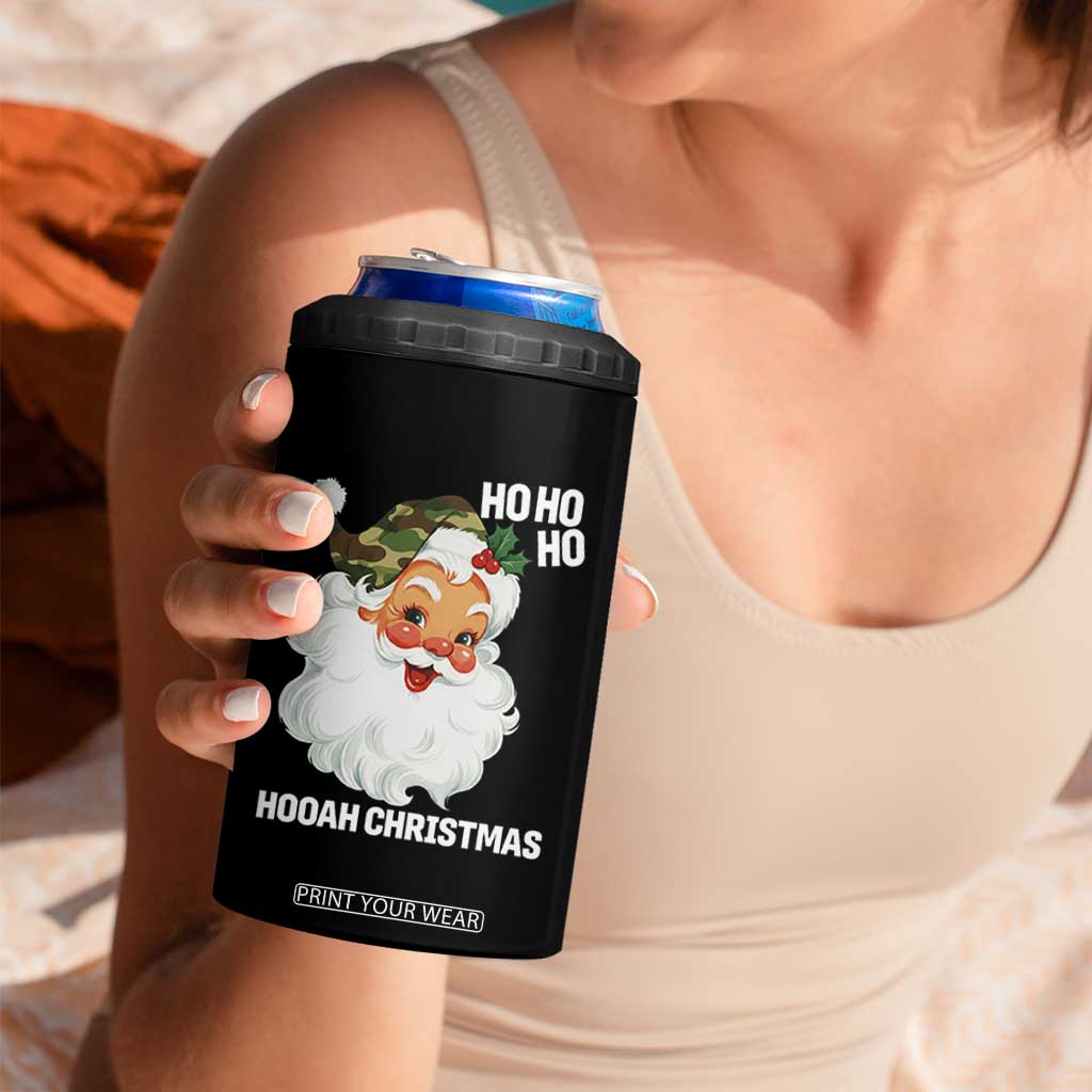 Camo Santa Christmas 4 in 1 Can Cooler Tumbler Ho Ho Ho Hooah Christmas TS14 Print Your Wear
