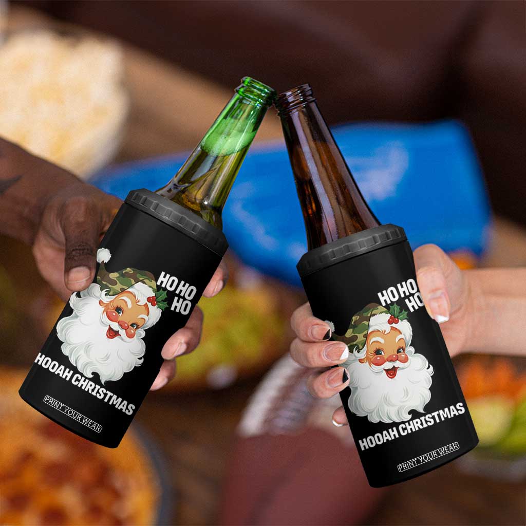 Camo Santa Christmas 4 in 1 Can Cooler Tumbler Ho Ho Ho Hooah Christmas TS14 Print Your Wear