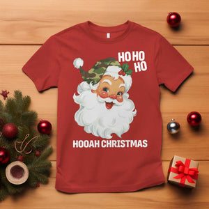 Camo Santa Christmas T Shirt Ho Ho Ho Hooah Christmas TS14 Red Print Your Wear