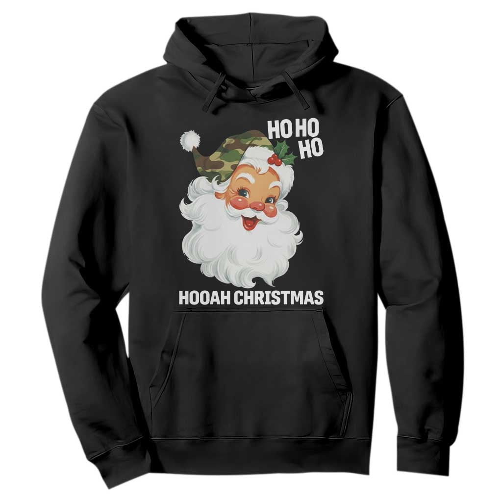 Camo Santa Christmas Hoodie Ho Ho Ho Hooah Christmas TS14 Black Print Your Wear