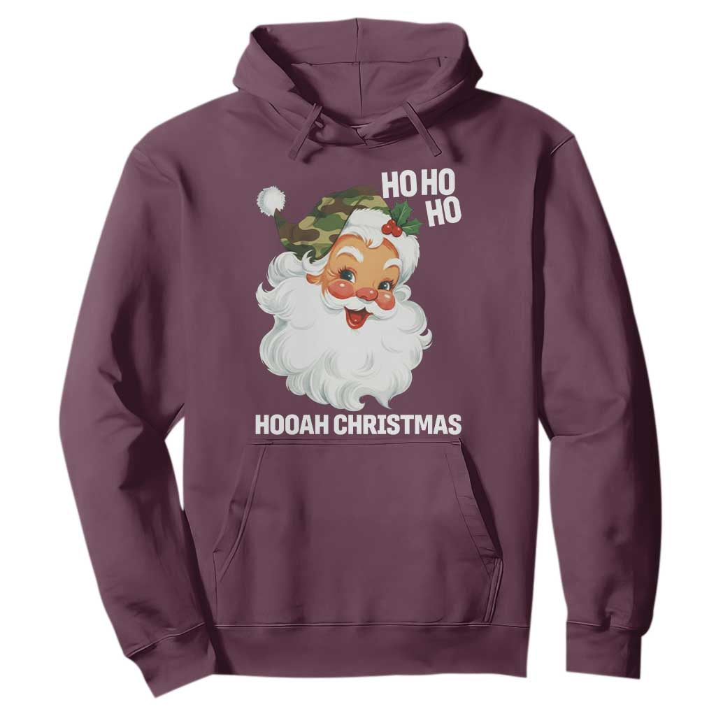 Camo Santa Christmas Hoodie Ho Ho Ho Hooah Christmas TS14 Maroon Print Your Wear