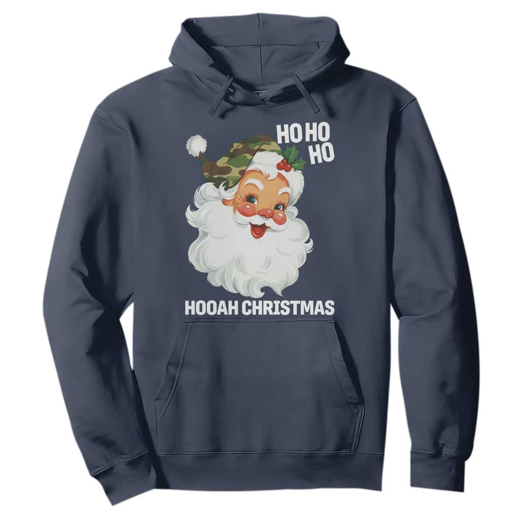 Camo Santa Christmas Hoodie Ho Ho Ho Hooah Christmas TS14 Navy Print Your Wear