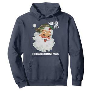 Camo Santa Christmas Hoodie Ho Ho Ho Hooah Christmas TS14 Navy Print Your Wear