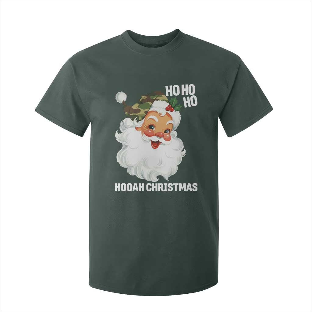 Camo Santa Christmas T Shirt For Kid Ho Ho Ho Hooah Christmas TS14 Dark Forest Green Print Your Wear