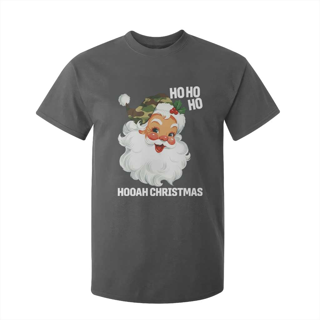 Camo Santa Christmas T Shirt For Kid Ho Ho Ho Hooah Christmas TS14 Dark Heather Print Your Wear