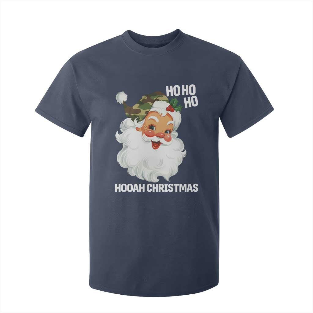 Camo Santa Christmas T Shirt For Kid Ho Ho Ho Hooah Christmas TS14 Navy Print Your Wear