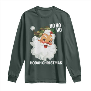 Camo Santa Christmas Long Sleeve Shirt Ho Ho Ho Hooah Christmas TS14 Dark Forest Green Print Your Wear
