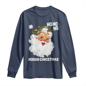 Camo Santa Christmas Long Sleeve Shirt Ho Ho Ho Hooah Christmas TS14 Navy Print Your Wear